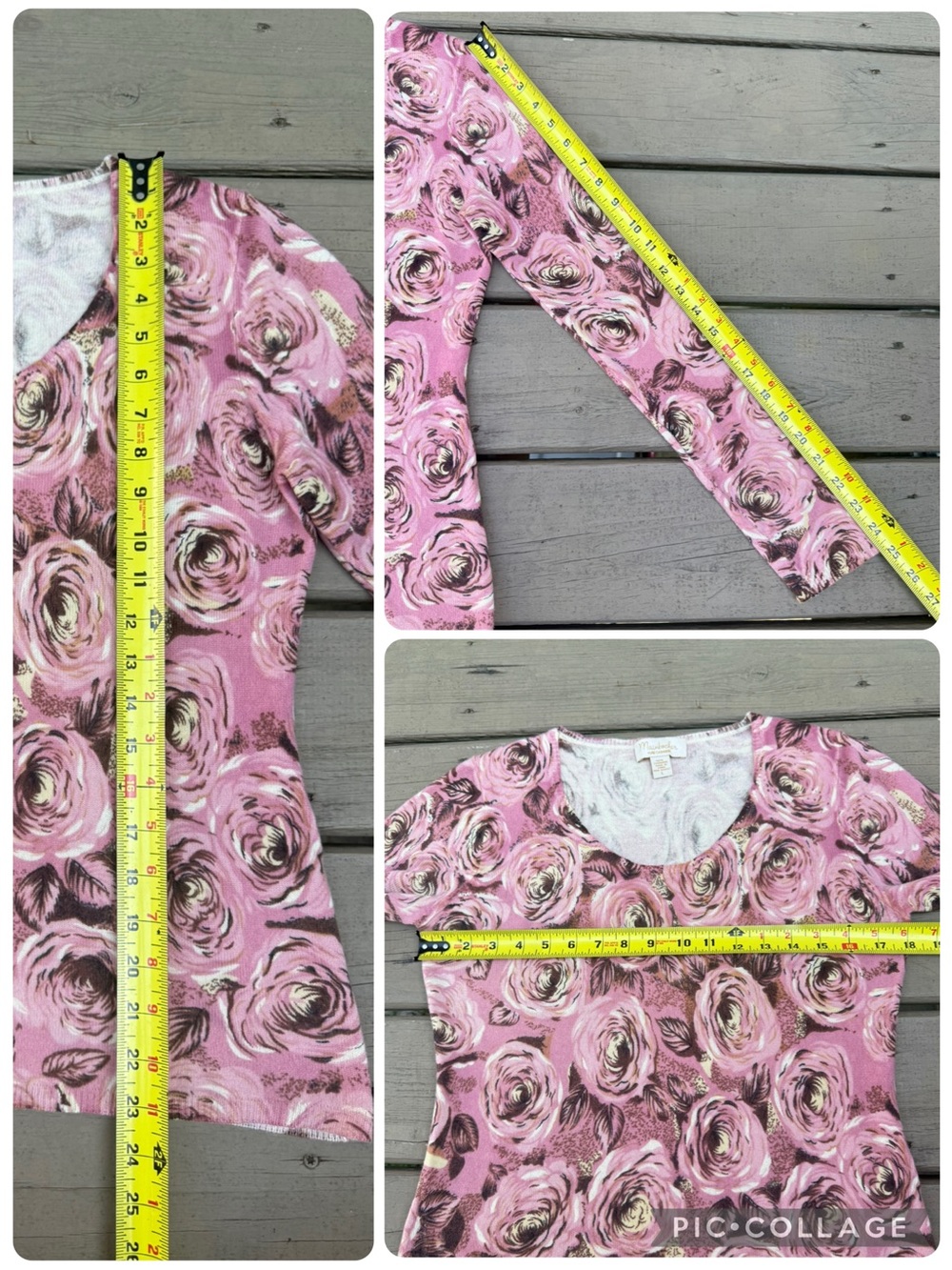 Mainbocher Dusty Pink Floral Long Sleeve Cashmere Jumper Sweater size L - Picture 14 of 14